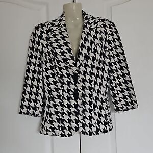 Le Chateau Women's Houndstooth Blazer XXS Black & White